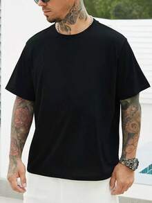 Homme Hombres talla Camiseta unicolor de cuello redondo RCDB - Negro - Ver 4