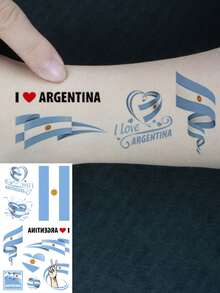 Hình dán xăm tạm thời hình cờ Mỹ, 10 tờ, gồm cờ Brazil, Argentina, Ý, Úc, Uruguay, Colombia và các quốc gia khác, chống thấm nước, trông như thật và giống hình xăm thật. - Nhiều màu - Xem 7
