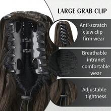 WaveTrip Vacation-Inspired Women's Summer Outfit, 24-Inch Ombre Wavy Clip-In Heat-Resistant Synthetic Hair Extension, Suitable For Women And Girls For Party And Daily Use - Black Brown - View 5