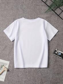 Summer Short Sleeve "Axolotl Riding A Capybara" Print T-Shirt - White - View 2