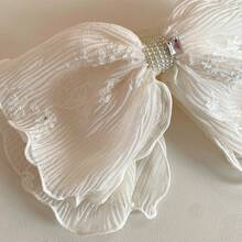 Super Fairy-Like Off-White Bow Pearl Ponytail Claw Clip For Women, Elegant Half-Up Hairstyle, Updo Shark Clip Hairpin - 米白色 - 查看 4