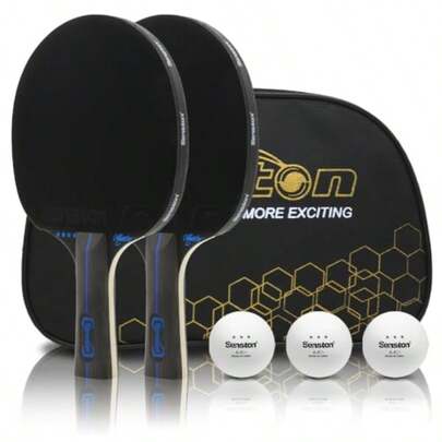 Ping Pong Paddles With Carry Case Pro Table Tennis Paddle Set Of 2 With 3 Ping Pong Balls Indoor/Outdoor Play