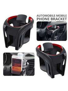 Multi-Function Car Air Vent Cup Holder & Phone Mount Bracket - Solid Color - View 4