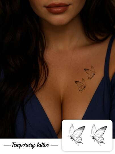 1 Hình xăm dán thảo dược, hình bướm đôi mực chuyển màu, hình xăm dán tạm thời, có thể giặt, chất liệu PVC, dùng một lần, chống thấm nước và mồ hôi, dùng cho cánh tay, eo, bụng, lưng, chân, không phản chiếu ánh sáng, hình xăm chân thực, phù hợp cho mọi người, sử dụng hàng ngày, có thể giữ được 7-14 ngày.