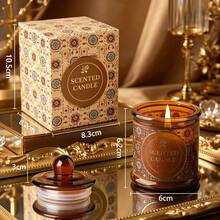 220g Bougie parfumée avec couvercle, parfum café et noix, décoration d'intérieur aromatique, bougie d'aromathérapie, cadeau de fête, anti-stress, relaxation, convient pour la décoration de la maison, la décoration de la chambre, cadeau de bougie, cadeau de fête, cadeau d'anniversaire, cadeau pour elle - Noix au café - 220 g - Voir 7