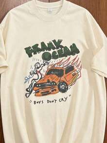 Frank O - Ocean Blonde T-Shirt, Men's And Women's Accessories, Pure Cotton, Crazy Frank Boys Don't Cry T-Shirt, Plus Size Clothing, Loose And Comfortable, 2026 Halftime Show T-Shirt - 杏色 - 查看 2