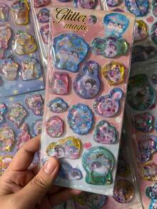 3D卡通儿童液体注水贴纸 - 幼儿园奖励摇晃标签 - DIY装饰工艺品 - 彩色 - 查看 6