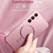 Ốp lưng điện thoại từ tính cao cấp tương thích với Samsung Galaxy S24 S25 S22 S23 Ultra Plus S20 S21 FE Note 20 A35 A55 A05 A15, chất liệu TPU mềm. - Hoa hồng vàng - Xem 2