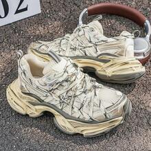 2026新款男士厚底复古运动鞋，时尚运动跑步鞋，轻便透气运动健行鞋 - 白色 - 查看 3