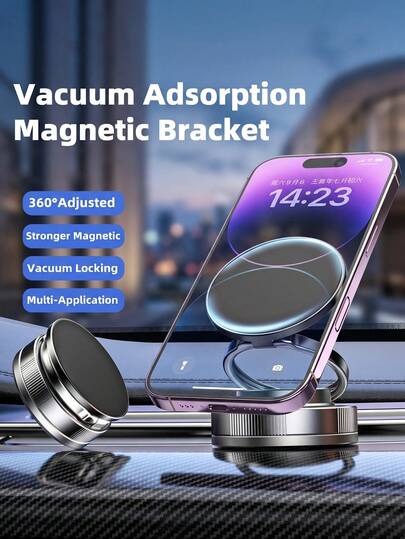 Magnetic Phone Holder, Vacuum Suction Cup Stand, 360° Adjustable & Foldable Ring Holder, Car Dashboard Phone Mount, Universal Smartphone Stand, Desk Phone Holder, Hands-Free Bracket, Strong Magnetic Absorption, Portable Phone Stand, Suitable For IPhone And Android Phones, Birthday Gift, Gift For Family And Friends, Car Accessories, Car Phone Mount