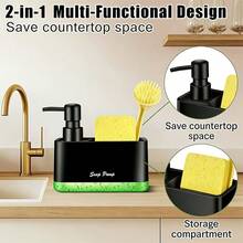 Dispensador de jabón con soporte para esponja - Dispensador de jabón independiente para encimera de cocina - Ideal para lavar platos, uso en el baño - A prueba de fugas, diseño de bomba perfecto - Excelente para regalos de Navidad/Halloween - Multicolor - Ver 10