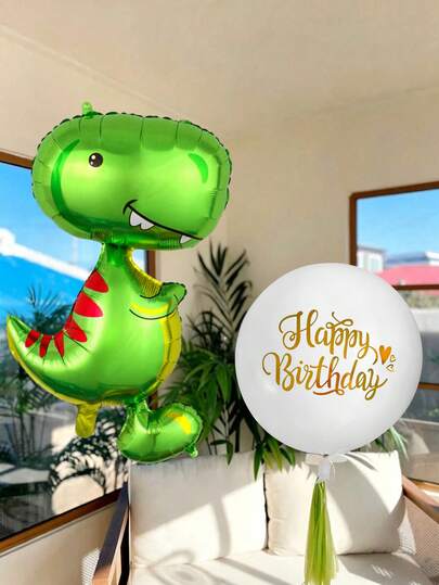 Bộ 2 bóng bay sinh nhật hình khủng long bạo chúa Tyrannosaurus Rex, bóng bay hình khủng long bạo chúa đứng dễ thương, bóng bay in hình sinh nhật 18 inch, thích hợp cho tiệc sinh nhật, quà tặng tiệc tùng, trang trí tiệc mừng em bé, tiệc chủ đề khủng long.