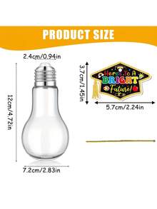 12pcs Graduation Gift Candy Jars, "Bright Future" Graduation Cap Shaped Cards And Light Bulb Shaped Candy Decorative Jars, Creative Light Bulb Decor, 2026 Graduation Party Snacks And Beverages Decor, Graduation Desktop Decor, Suitable For Adult Graduation Party DIY, Graduation Party Favors, Party Snack Decor - Multicolor - View 9