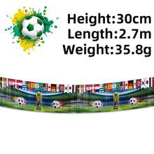 FIFA 2026年国际足联世界杯美国-加拿大-墨西哥悬挂横幅，雨滴流苏装饰，适用于酒吧、餐厅、营造足球氛围，国旗图案，球员星形图案 - 橫幅 - 查看 5