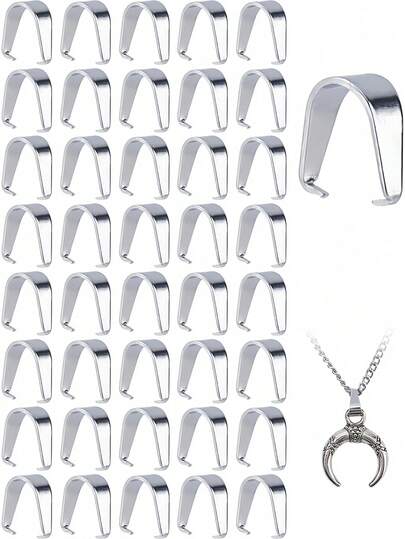 90pcs 304 Stainless Steel Clasp Hooks Pendant Connectors For DIY Necklace Bracelet Earring,Daily Jewelry Making DIY Jewelry Accessories Necklace Pendant Clasp