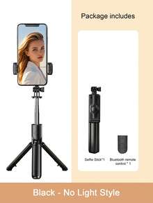70cm Extendable Selfie Stick Tripod With Fill Light And Wireless Remote, 360° Rotating Phone Holder Compatible With IPhone And Android Phones, Travel Vlog Live Streaming Accessory - Multicolor - View 14