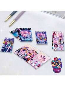 DOBBLE 10pcs KpopDemonHuntes K-Pop Mini Spiral Notebooks, Memo Pads, Idol Theme Party Gifts - Multicolor - View 4