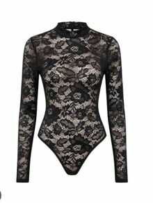 Lace Bodysuit With High Neck - Winter  - Fashion Look - màu đen - Xem 1