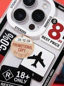 TPU 旅行元素防震 1 件装 时尚旅行折扣机票磁条印花透明手机壳 字母标语图案手机壳 复古拼接图案日常旅行手机壳 全包保护防震软 TPU 透明手机壳 手机保护套 春季生日礼物 - 彩色 - 查看 3