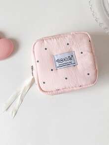 1 Buah Tas Kosmetik Mini Portabel Motif Polkadot dengan Resleting, Tas Penyimpanan Pembalut Wanita, Tas Perlengkapan Mandi Portabel Multifungsi, Dompet Koin - MultiWarna - View 2