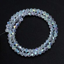 1串3-8毫米奥地利水晶玻璃珠，非常适合DIY珠宝、手链、项链和工艺品制作，项链制作，DIY珠宝制作，精致小巧的珠子，高品质玻璃，精湛工艺，串珠材料，珠宝珠子，DIY爱好者，串珠工匠 - 透明款式 - 查看 10