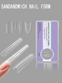 120 piezas/Caja Molde de extensión de uñas estilo sándwich, 60 piezas de molde superior + 60 piezas de molde inferior, 15 tamaños, pegatina de extensión de uñas acrílicas y de gel, con líneas guía - Multicolor - Ver 1