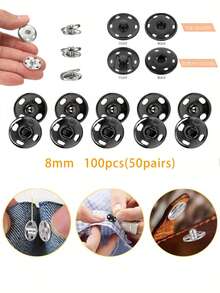 50 chiếc khuy bấm may 10mm, khuy bấm kim loại, thích hợp cho vest, áo khoác, quần jean, áo sơ mi, tự làm đồ thủ công, túi xách, ví, phụ kiện may vá, đồ thủ công mỹ nghệ, túi xách, quần áo. - đen - Xem 10