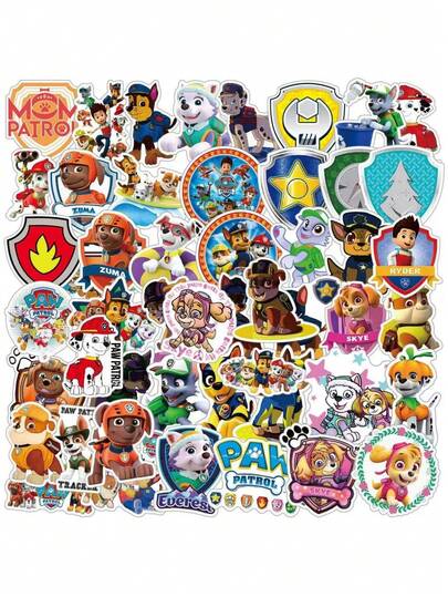  Paw Patrol 50pcs Paw Patrol Stickers, American Comic Children's Toy Stickers, Slap Stickers, Gacha Creative Journaling Materials, Stickers