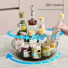 1pc Rotating Storage Tray, Plastic Spice Rack Organizer, Makeup Cosmetic Organizer Tray, Bathroom Tray, 360 Degree Rotating Tray For Kitchen, Bathroom And Bedroom, Home Storage And Organization, Kitchen Organizer, Bathroom Tray, Cosmetic Storage Box, Round Turntable - Multicolor - View 11
