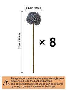 8/16pcs Artificial Chrysanthemum, Dandelion, Hydrangea Flower Bouquet, Suitable As Gifts, Bridal Wedding, Home, Office, Cafe, Party, Dorm Room Decor, School Supplies - Dusty Blue - View 9