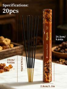 20/60支装，香薰棒，琥珀，艾草，香草，没药，桂花，芒果，柠檬，天然香料，采用天然成分制成，香味持久，是完美的礼物，适合斋月、招待客人、冥想、空气净化和其他场合。 - 沒藥線香 - 查看 6