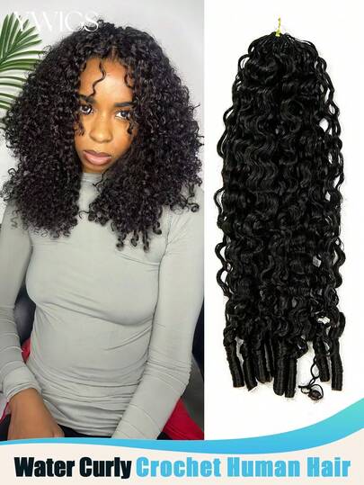 Y WIGS Natural Water Curly Miracle Knots Crochet Human Hair Pre-Separated Burmese Curly Feathered Crochet Hair Lightweight 100% Real Human Hair Extensions 50 Strands 16-22 Inch Natural Color Salon Silky Seamless Goddess Locs Crochet Hair For Summer, Christmas, Cosplay, Wedding, Music Festival