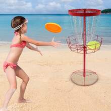 Golf Basket 24-Chain Disc 25.39in Iron Target With Wind-Resistant Base For Backyard Park Practice Etc - 紅色 - 查看 5