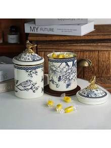 1 Set 850ml Enamel Storage Jars, Luxury Style With Lids - Suitable For Home And Office Use, Great For Storing Tea Leaves, Coffee Beans, Daily Necessities; Perfect Gift For Elders And Relatives - Multicolor - View 11
