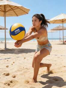 1 Quả bóng chuyền chất liệu PU, thích hợp cho tập luyện và thi đấu. - Nhiều màu - Xem 3