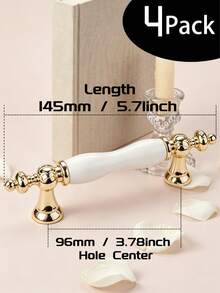 Conjunto de 1/2/4 puxadores dourados de cerâmica para portas de armário, puxador de barra branco para porta de armário, puxador moderno e minimalista para gaveta de armário de cozinha. - Branco - Ver 21