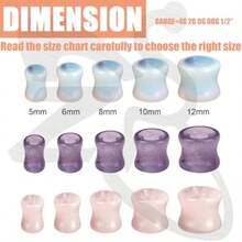 1 Pair Double Flared Nature Stone Ear Tunnel Plugs Gauges For Ear 4G 2G 0G 00G 1/2 Gauge Earrings Piercing Jewelry For Men Women - 粉色 - 查看 6