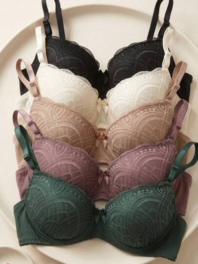 Kit 5 Sutiãs Bojo Reforçado Alças Regulável Soutien Feminino Sutian Alças Regulável Com Aro 5 Peças