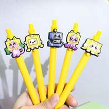 10支装可爱盒装卡通中性笔，黑色墨水，适合派对礼物，书写流畅，可爱猫咪和机器人图案，适合学生和办公人士使用。 - 多色 - 查看 4