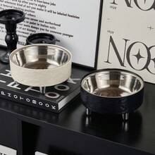 1pc Stable 4-Leg Stainless Steel Pet Bowl With Water Ripple Pattern, Suitable For Cats And Dogs, Non-Staining, Detachable For Easy Cleaning - 300ml - View 7