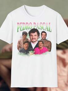 Pedro Pascal Retro 90s Inspired T-Shirt Pedro Pascal T-Shirt Pedro Pascal Celebrity Shirt Mandalorian Merch Pedrito Pasc - White - View 1