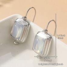 1 Pair Elegant Sophisticated Square Pendant Earrings, Suitable For Women's Daily Wear, Also An Ideal Surprise And Perfect Gift For Families And Women On Vacation And Banquets - Silver - View 7