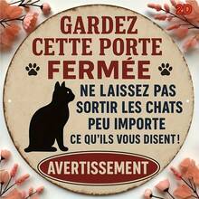 2D flach, 1 Stück rund dekoratives Schild, vintage französisches rundes Aluminium Schild - humorvolle "Lass die Katze nicht raus" Warnung mit Pfötchen-Abdruck, Bauernhaus-Stil Katzen-Themen Wanddekoration, geeignet für Küche, Veranda, Hinterhof, Katzen-Zimmer und Innenwände, Katzen-Dekoration, abgenutzt Design, strukturierte Oberfläche, perfekt für Raumdekoration 8*8 Zoll/20*20 Cm, 2D flach, Küchen-Dekoration, Veranda-Dekoration, Bauernhaus-Dekoration, robustes Metallschild (Lochposition zufällig) - A - Übersicht 5