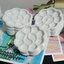1/5/10个迷你塑料花形调色盘，适用于水彩、丙烯和水粉颜料混合 - 绘画用品 | 绘画工具 | 成人绘画用品 | 油画调色盘 | 室内装饰绘画用品（3英寸，10格） - FlowerPalette - 查看 10