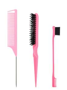 3/6-Piece Makeup Brush Set, Featuring Various Adorable Unicorn Combs To Choose From, Flip-Forward Styling Tools, Hair Band Scissors, Edge Brushes, Bristle Brushes, Teasing Combs. Suitable For Grooming, Styling And Cleaning. Suitable For Salon Use (In Pink And Purple) - Multicolor - View 14