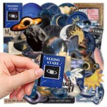 50pcs Space Themed Stickers For Scrapbooking, Diary, Planner, Card, Envelope, Luggage, Skateboard, Phone, Tablet, Toilet, Bathroom - Space - View 2