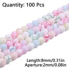 100 hạt acrylic tròn nứt, vật liệu làm đồ trang sức thủ công DIY - Hạt cườm bị nứt - Xem 14