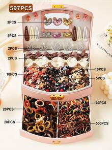 Bộ 597 kẹp tóc và dây buộc tóc màu nâu cho bé gái, kiểu dáng tối giản thời trang với nơ, vương miện, trái tim, dây buộc tóc co giãn, nhiều kiểu dáng, nhẹ nhàng cho tóc, phù hợp sử dụng hàng ngày, đi học, dự tiệc, đáng yêu & - Nhiều màu - Xem 5