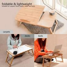 Portable Foldable Wooden Bamboo CompuLaptop Table Sofa Bed Office Laptop Stand Adjustable 50*30 - Mocha Brown - View 3