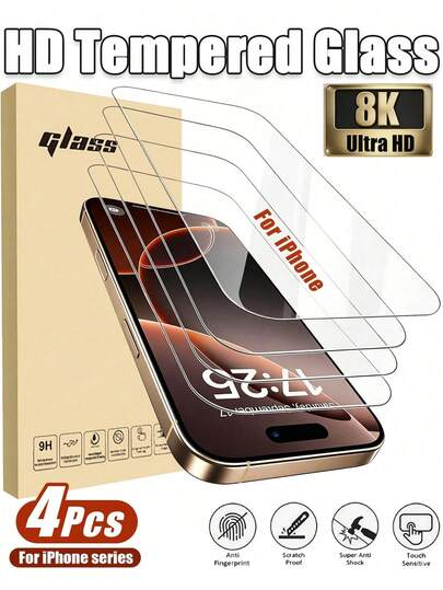 Tempered Glass Phone Film Screen Protector Film 5pcs Transparent Tempered Glass Screen Protector, High-Definition Clear Screen Film, True-To-Life Color Display, Anti-Scratch & Waterproof, Shock-Absorbing & Precise Fit, Advanced Anti-Oil Coating, Fingerprint-Resistant, Compatible With IPhone 17E/17 Pro Max/17 Pro/17 Air/17/16 Pro Max/16 Pro/16 Plus/16/15 Pro Max/15/14/13/12/11 Models Mother's Day Gift